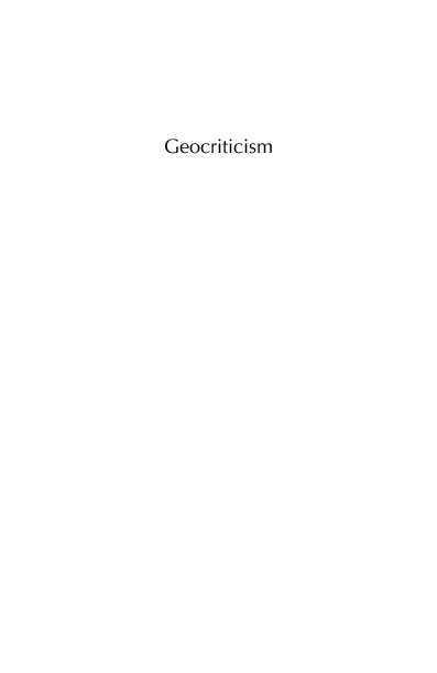 (PDF) Geocriticism. Real and Fictional Spaces