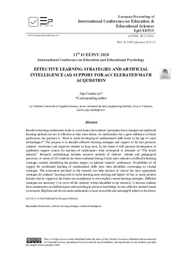 (PDF) Effective Learning Strategies And Artificial Intelligence (Ai ...