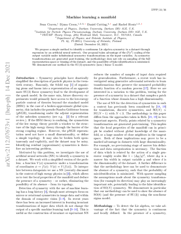 (PDF) Machine learning a manifold | Rachel Houtz - Academia.edu