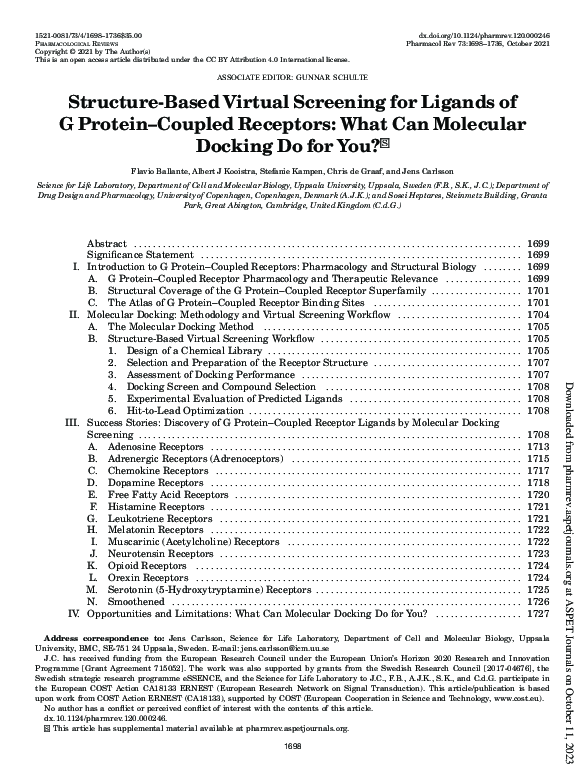 (PDF) Structure-Based Virtual Screening for Ligands of G Protein ...