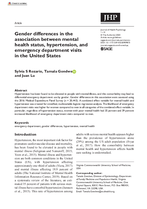 (PDF) Gender differences in the association between mental health ...