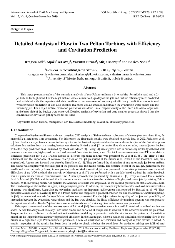 (PDF) Detailed Analysis of Flow in Two Pelton Turbines with Efficiency ...