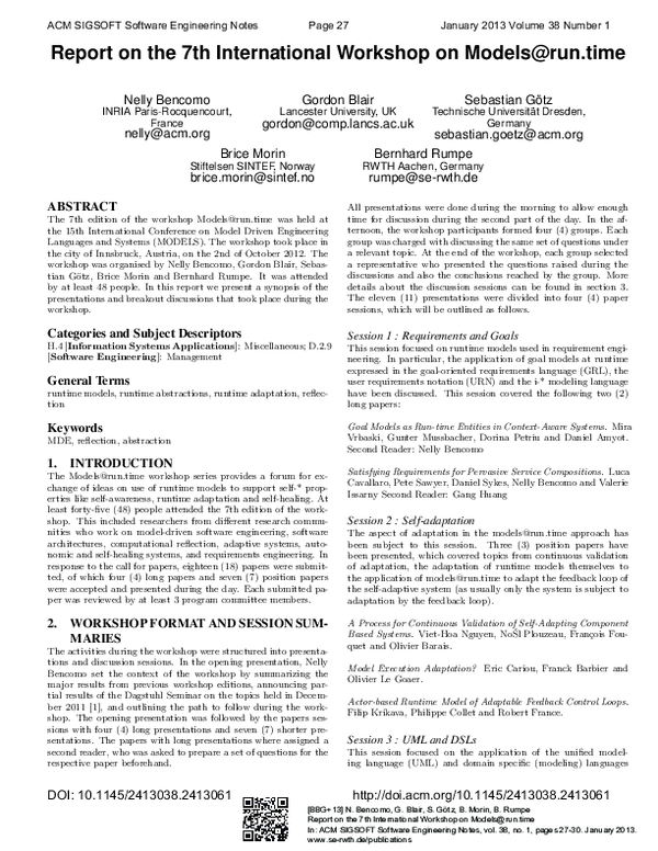 (PDF) Report on the 7th international workshop on models@run.time
