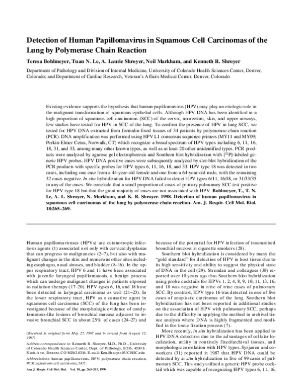 (PDF) Detection of Human Papillomavirus in Squamous Cell Carcinomas of ...