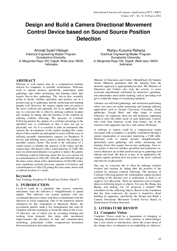 (PDF) Design and Build a Camera Directional Movement Control Device ...