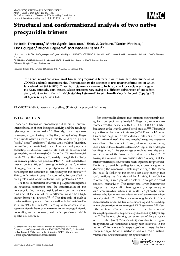 (PDF) Structural and conformational analysis of two native procyanidin ...