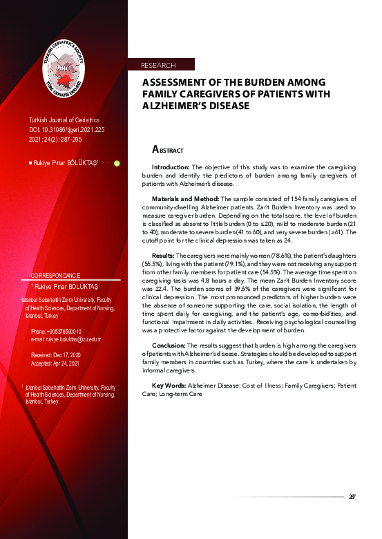 (PDF) Assessment of the Burden Among Family Caregivers of Patients with ...
