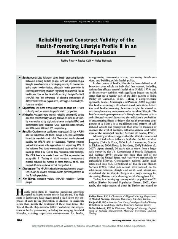 (PDF) Reliability and Construct Validity of the Health-Promoting ...