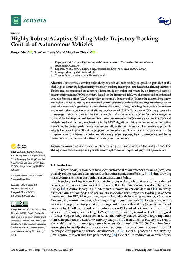 (PDF) Highly Robust Adaptive Sliding Mode Trajectory Tracking Control ...