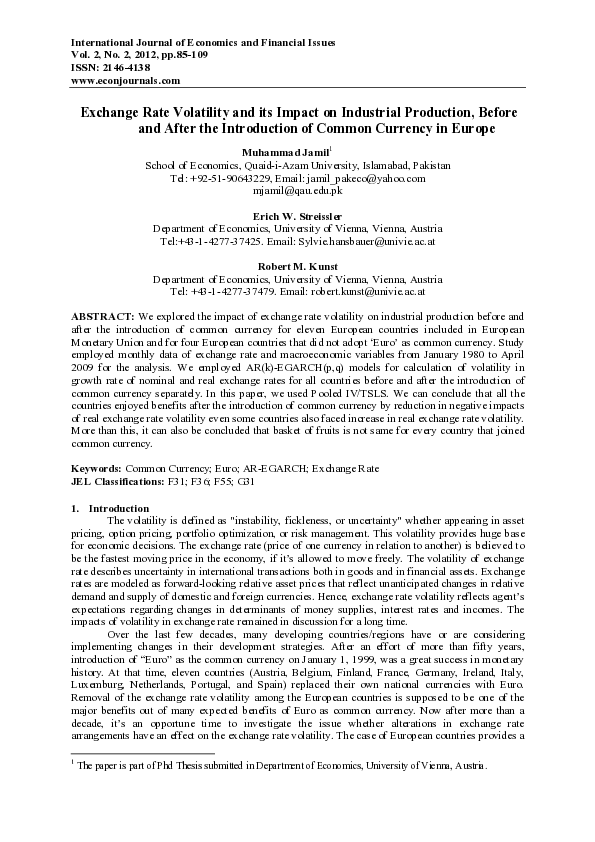 (PDF) Exchange Rate Volatility and its Impact on Industrial Production ...