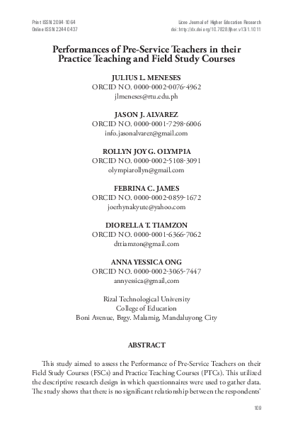 (PDF) Performances of Pre-Service Teachers in their Practice Teaching ...
