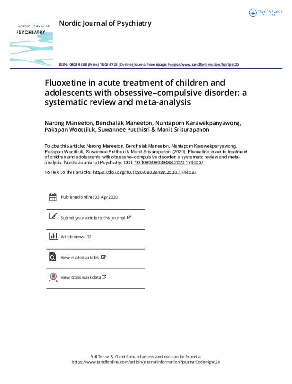 (PDF) Fluoxetine in acute treatment of children and adolescents with ...