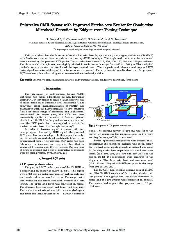 (PDF) Spin-valve GMR Sensor with Improved Ferrite core Exciter for ...