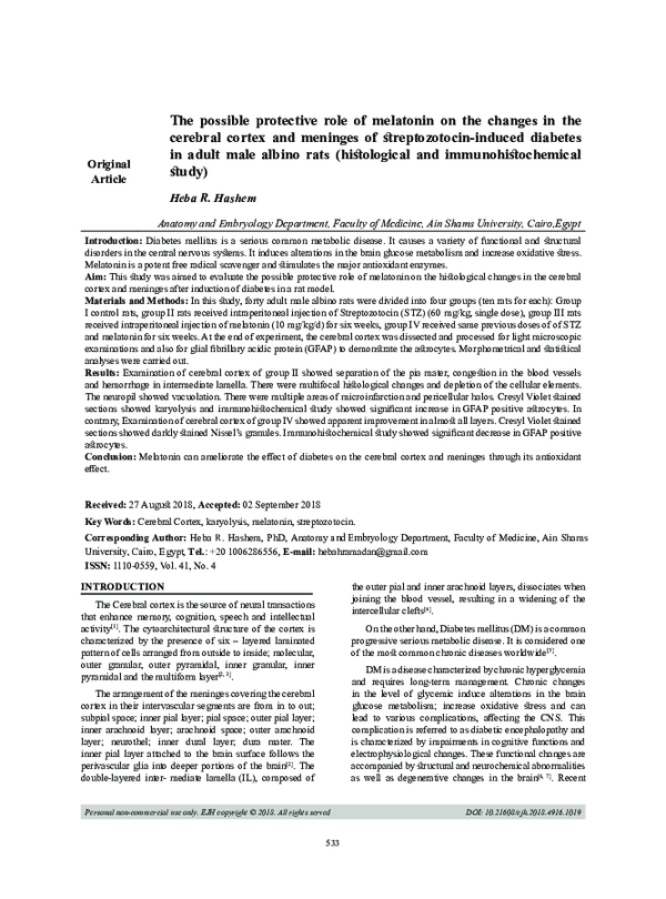 (PDF) The possible protective role of melatonin on the changes in the ...