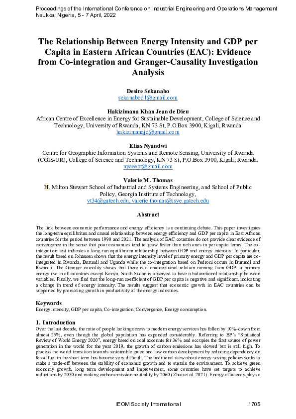 (PDF) The Relationship Between Energy Intensity and GDP per Capita in ...