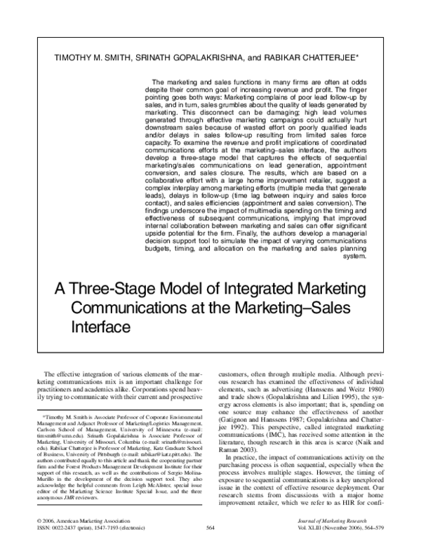(PDF) A Three-Stage Model of Integrated Marketing Communications at the ...