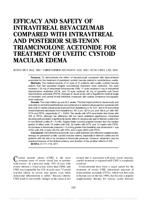(PDF) Efficacy and Safety of Intravitreal Bevacizumab for Choroidal ...