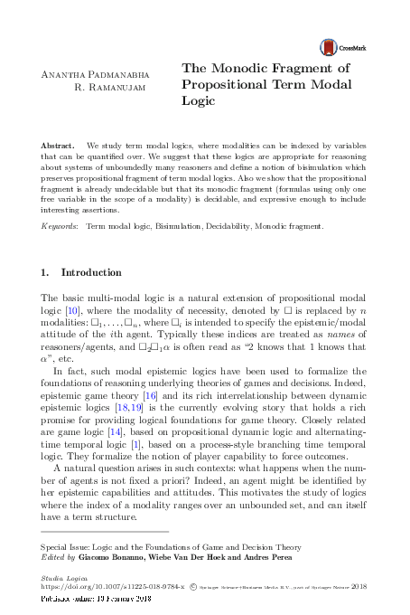 (PDF) The Monodic Fragment of Propositional Term Modal Logic