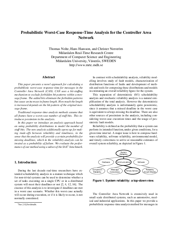 (PDF) Probabilistic worst-case response-time analysis for the ...