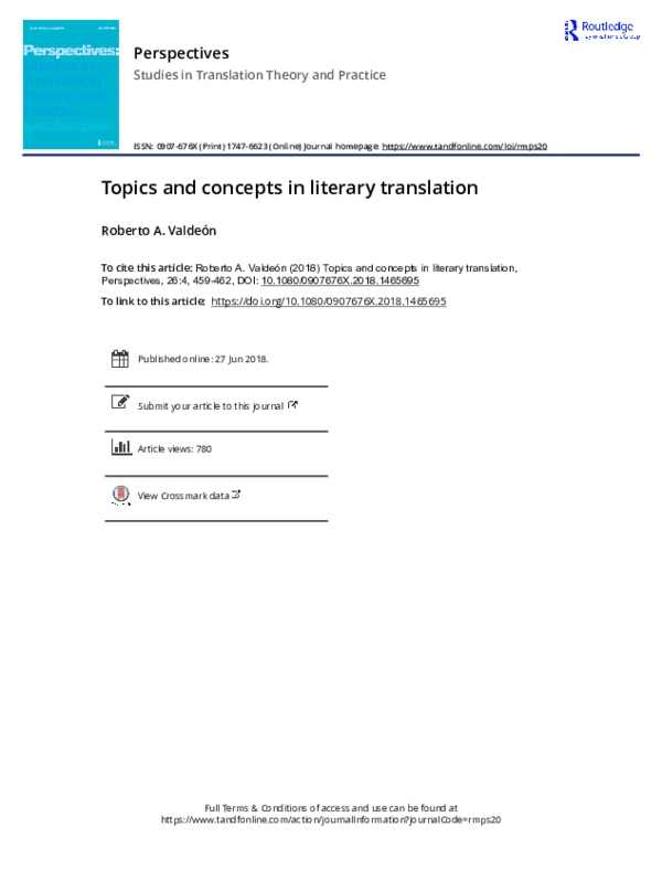 (PDF) Topics and concepts in literary translation