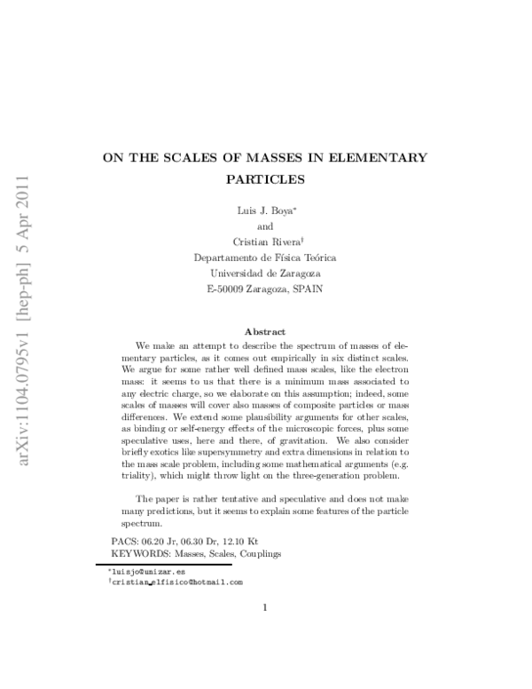 (PDF) On the masses of elementary particles