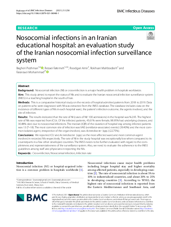 (PDF) Nosocomial infections in an Iranian educational hospital: an ...