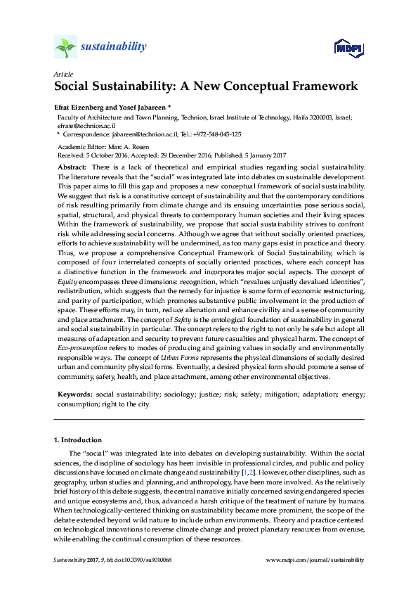(PDF) Social Sustainability: A New Conceptual Framework