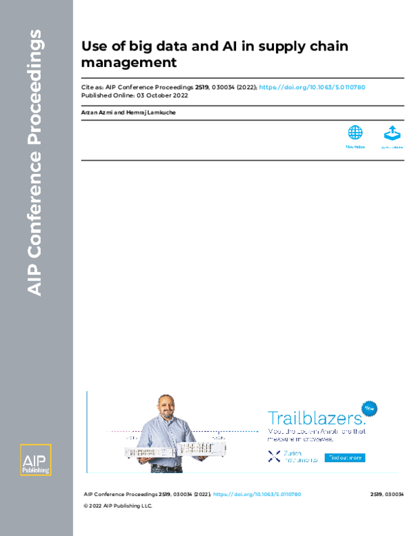 (PDF) Use of big data and AI in supply chain management