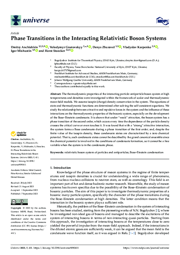 (PDF) Phase Transitions in the Interacting Relativistic Boson Systems
