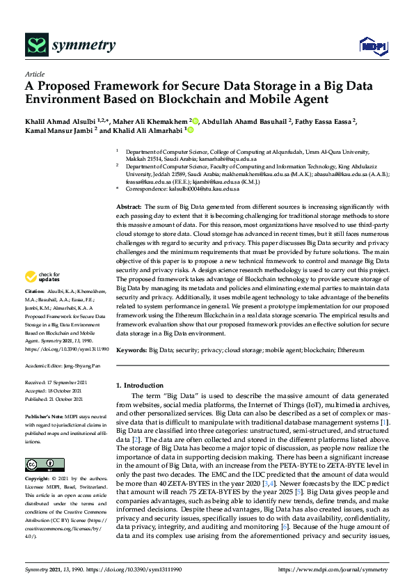 (PDF) A Proposed Framework for Secure Data Storage in a Big Data ...