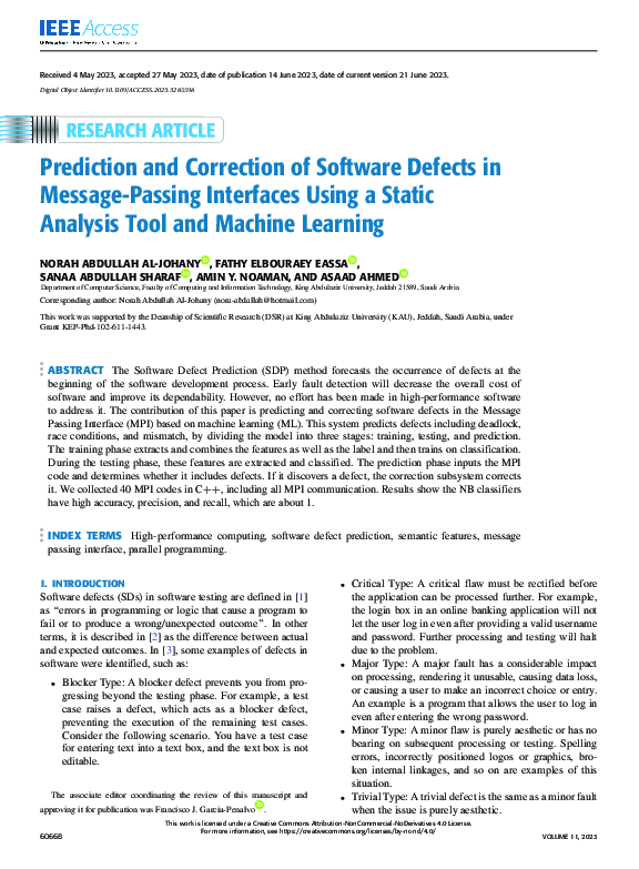 (PDF) Prediction and Correction of Software Defects in Message-Passing ...