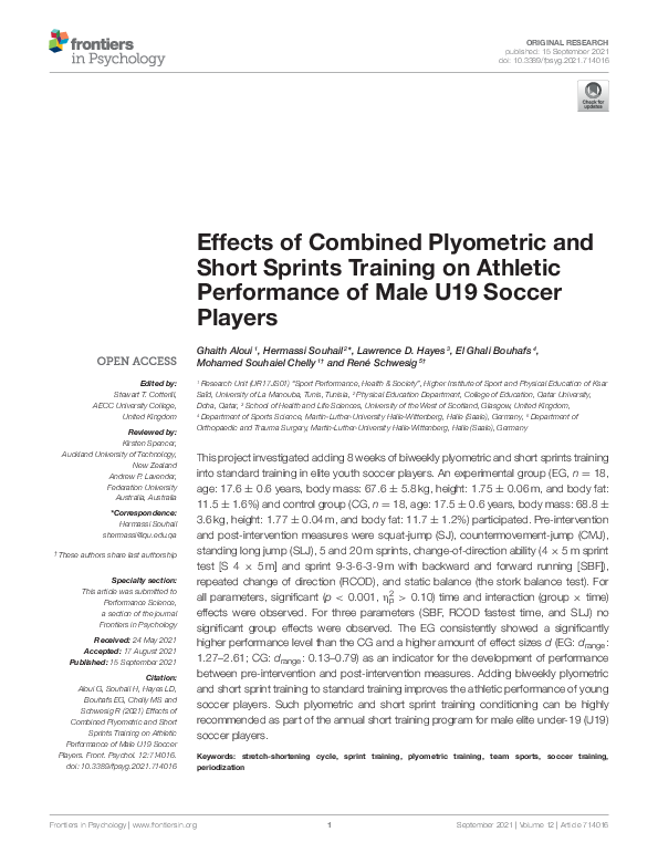 (PDF) Effects of Combined Plyometric and Short Sprints Training on ...