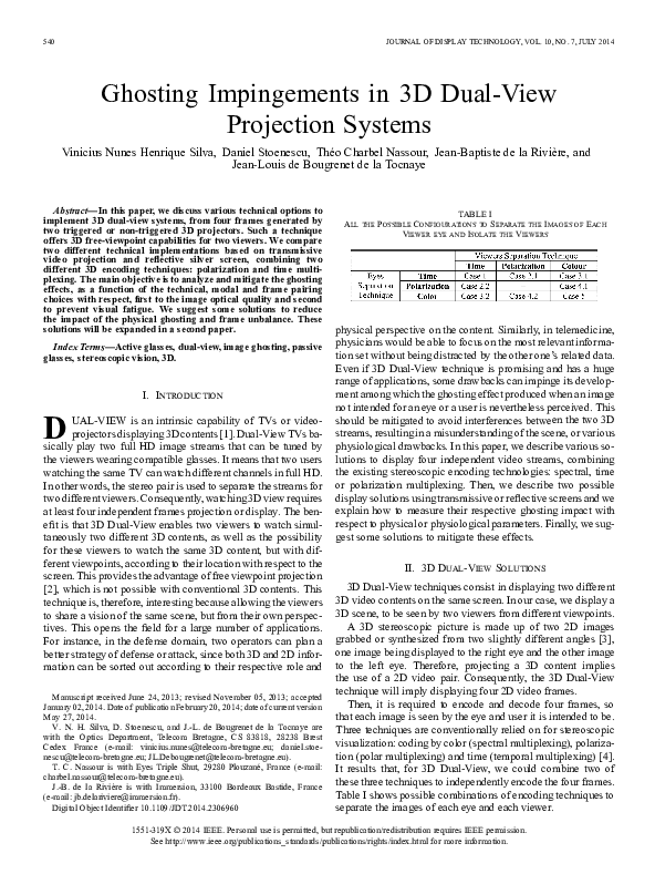 (PDF) Ghosting Impingements in 3D Dual-View Projection Systems