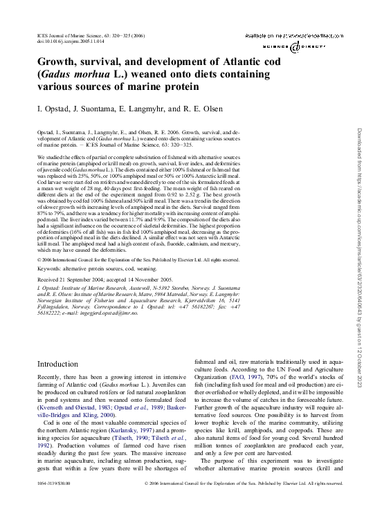 (PDF) Growth, survival, and development of Atlantic cod (Gadus morhua L ...