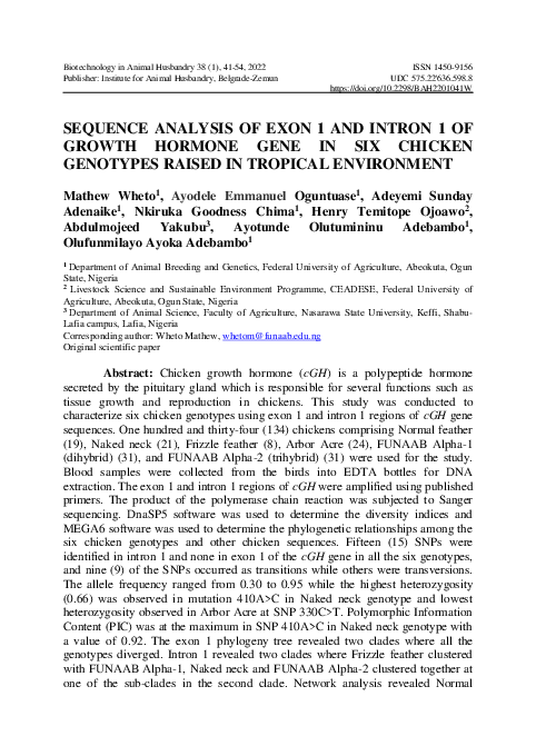 (PDF) Sequence analysis of exon 1 and intron 1 of growth hormone gene ...