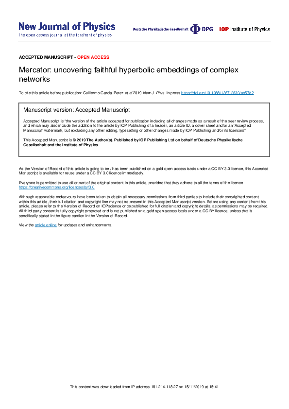 (PDF) Mercator: uncovering faithful hyperbolic embeddings of complex ...