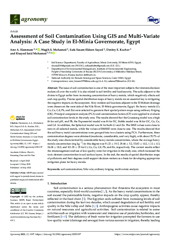 (PDF) Assessment of Soil Contamination Using GIS and Multi-Variate ...