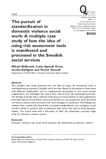 (PDF) The pursuit of standardization in domestic violence social work ...