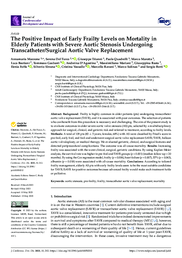 (PDF) The Positive Impact of Early Frailty Levels on Mortality in ...