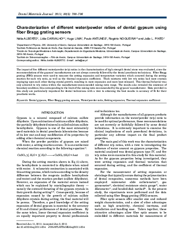 (PDF) Characterization of different water/powder ratios of dental