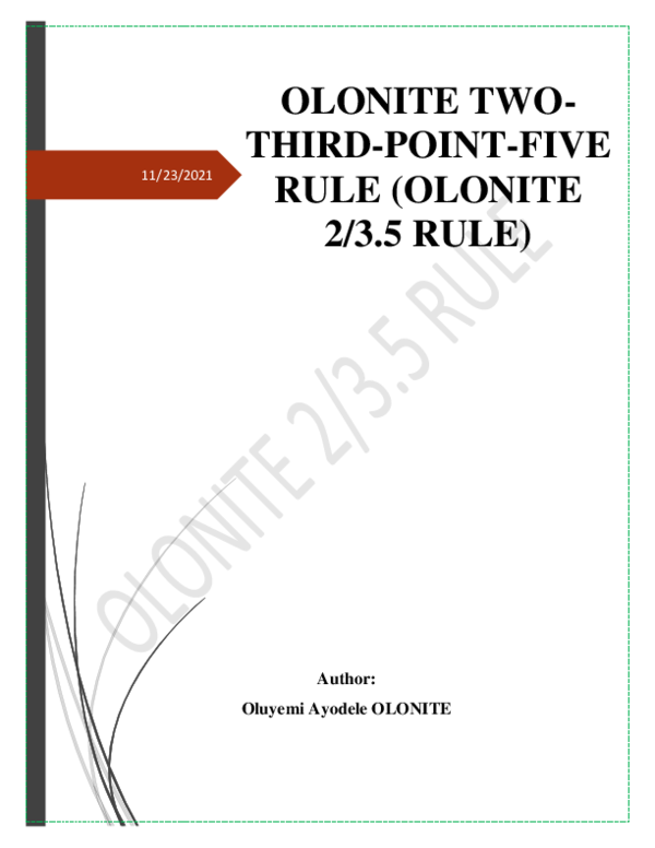(PDF) Olonite Two-Third-Point-Five Rule (Olonite 2/3.5 Rule)
