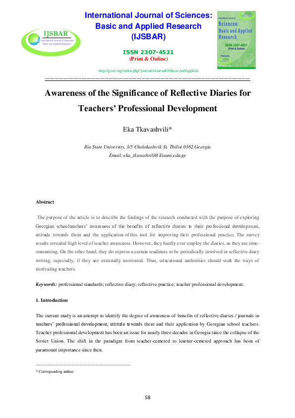 (PDF) Awareness of the Significance of Reflective Diaries for Teachers ...