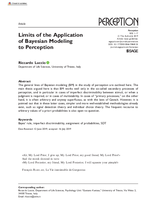 (PDF) Limits of the Application of Bayesian Modeling to Perception