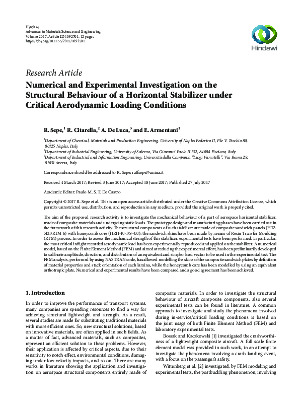 (PDF) Numerical and Experimental Investigation on the Structural ...