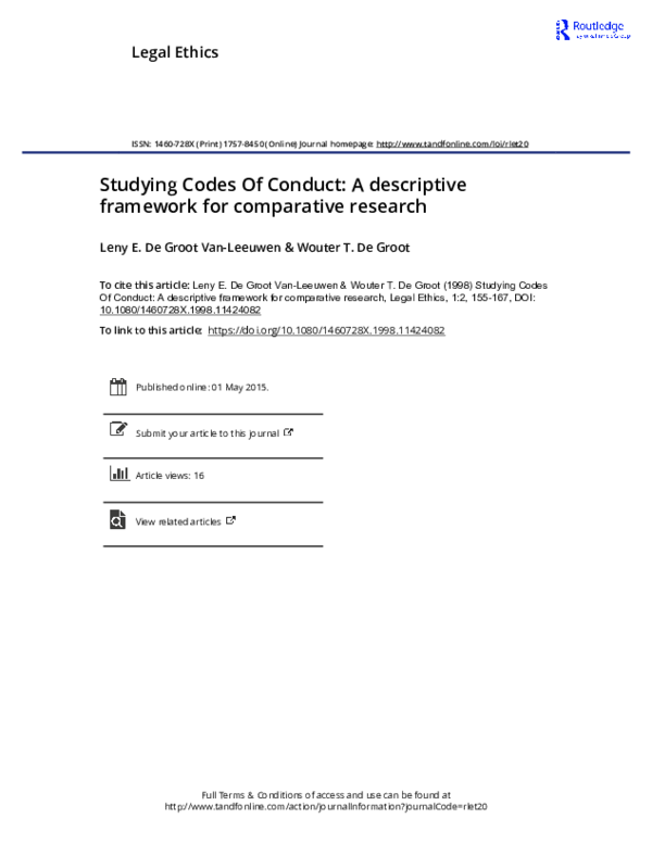 (PDF) Studying Codes Of Conduct: A descriptive framework for ...