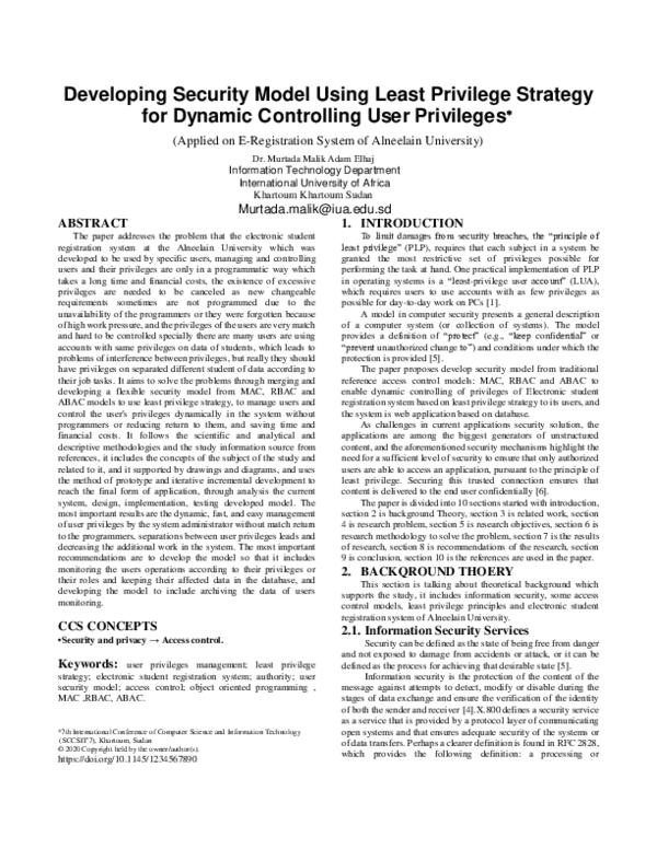 (PDF) Developing Security Model Using Least Privilege Strategy for ...