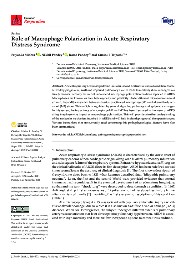 (PDF) Role of Macrophage Polarization in Acute Respiratory Distress ...