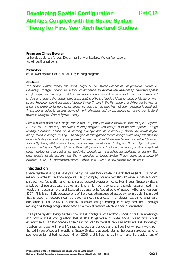 (PDF) Developing Spatial Configuration Abilities Coupled with the Space ...