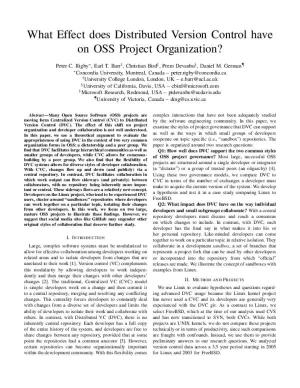 (PDF) What effect does distributed version control have on OSS project ...