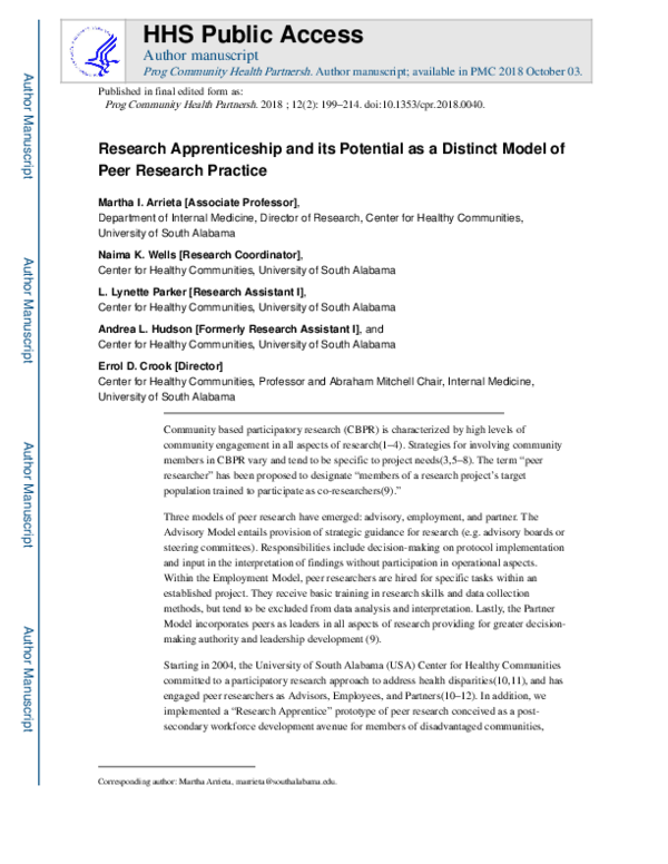 (PDF) Research Apprenticeship and Its Potential as a Distinct Model of ...